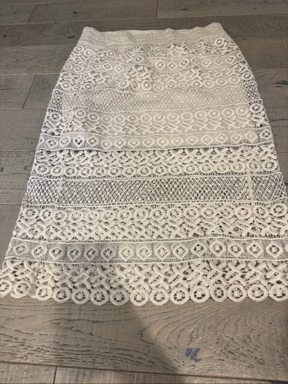Blu Pepper White Crochet Midi Skirt